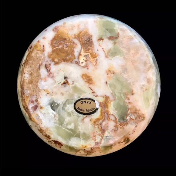 Set 2 Green Onyx Calcite Triple Tea Light Candle Holders Round 6” Stone Pakistan - Picture 6 of 16